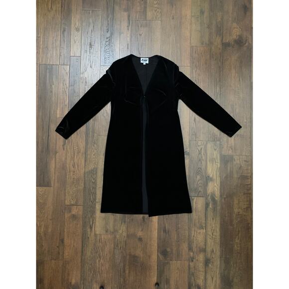 Vintage 1990s Vampy Black Shift Dress & Duster Cardigan Set Made In USA Medium - Picture 5 of 7